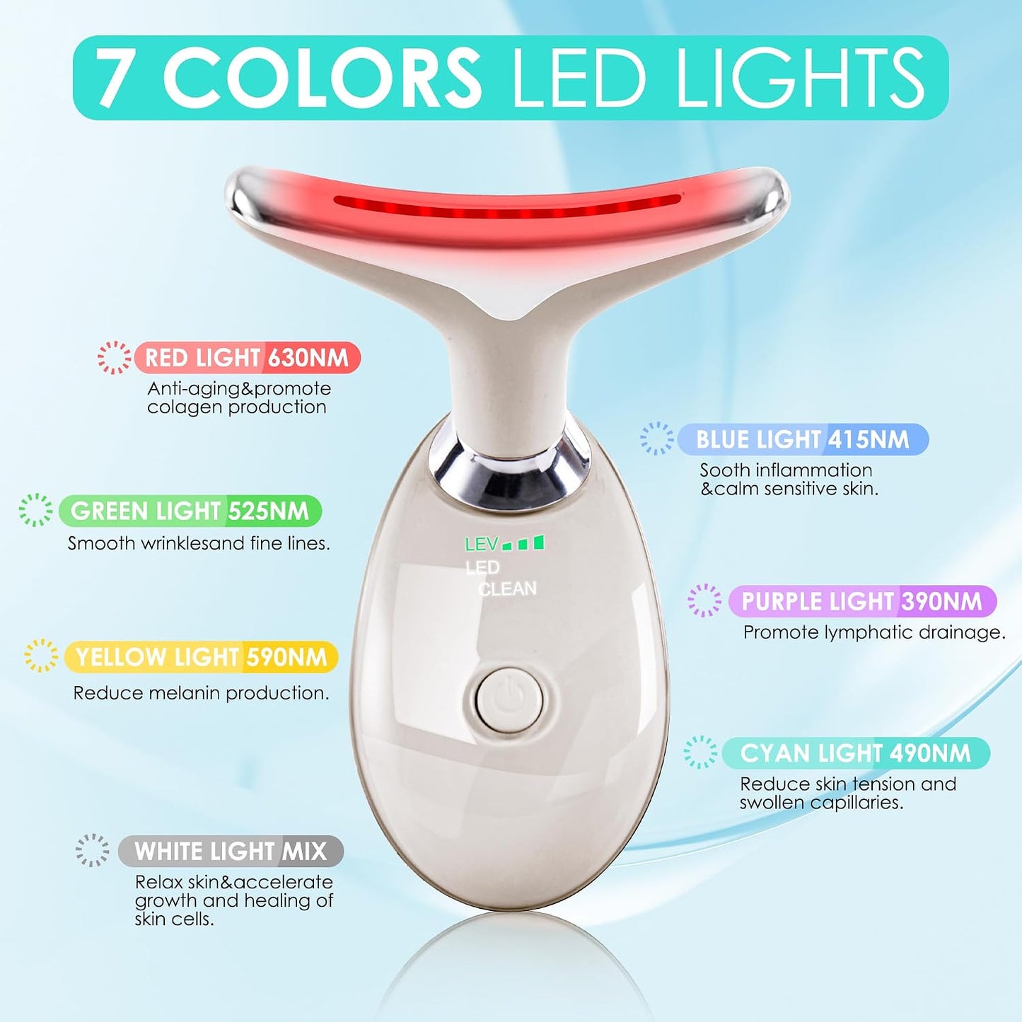 Facial Massager Face and Neck, Face 𝖲 culpting Wand Tool with 7 Color - Birthday, Christmas, Mothers Day, Valentines Day Gifts for Her Women Mom Best Friend Wife Teacher (White)