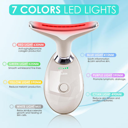 Facial Massager Face and Neck, Face 𝖲 culpting Wand Tool with 7 Color - Birthday, Christmas, Mothers Day, Valentines Day Gifts for Her Women Mom Best Friend Wife Teacher (White)