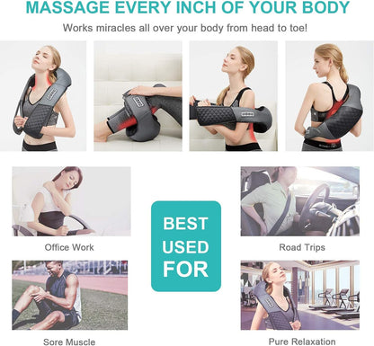 Medcursor Neck Massager with Heat - Deep Tissue Pain Relief, Rechargeable Shiatsu Neck and Shoulder Massager, Ideal Choice for Men, Women, Mom & Dad