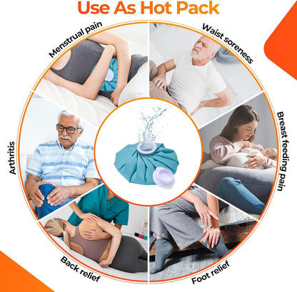 Ice Bags for Injuries Reusable: Ohuhu 3 Packs Ice Cold Packs with Wrap Ice Bag Hot Water Hot & Cold Therapy Pain Relief for Knee Leg Injury No-Leak Waterproof Ice Bags 3 Sizes 6"/9"/11", Blue