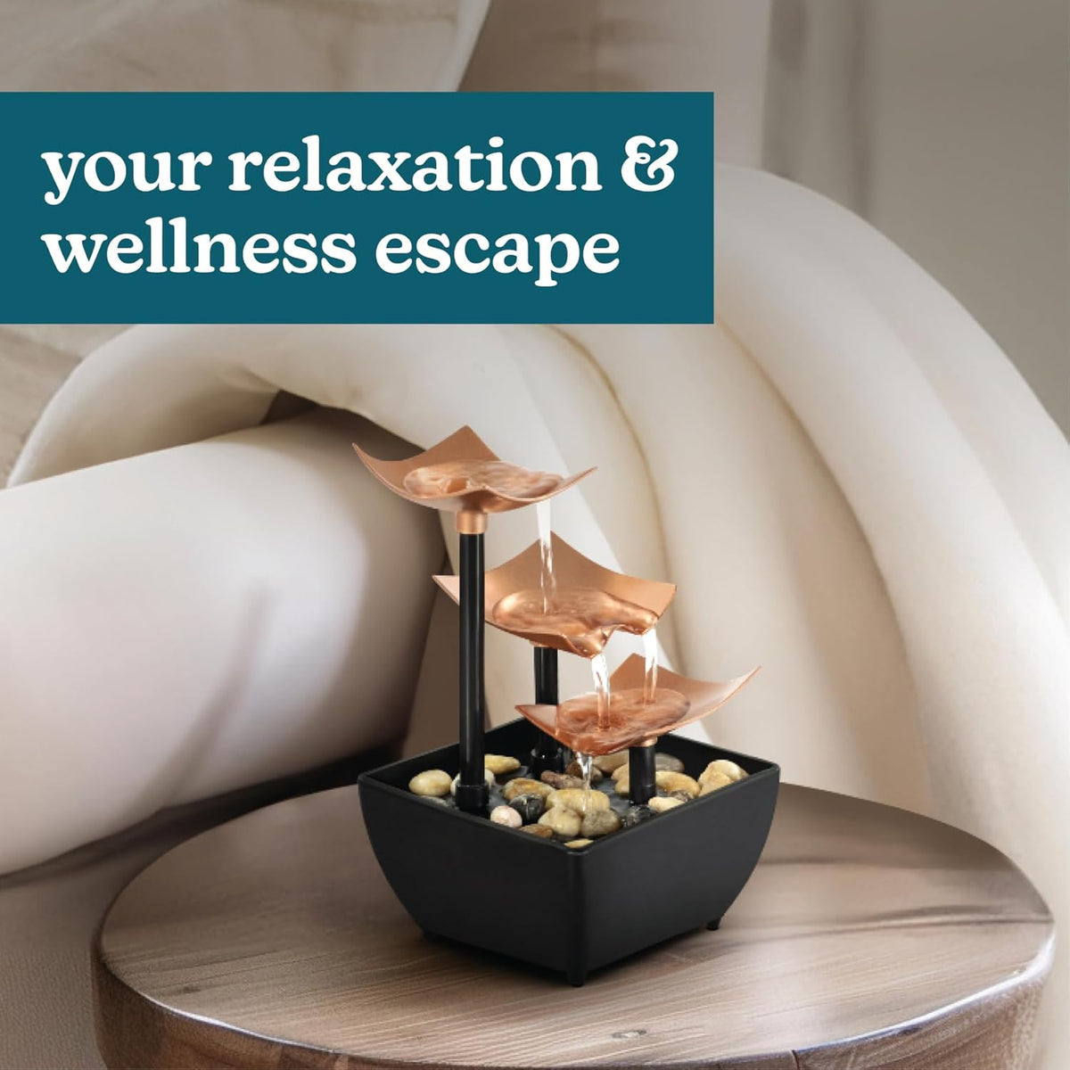 Homedics Tabletop Water Fountain, Home Décor Soothing Sound Machine