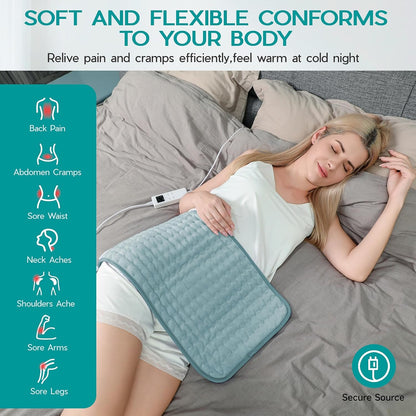 Heating Pad for Period Cramps, Heating Pad for Back/Neck/Shoulder Muscle Pain, 6 Heating & 4 Timer Setting, Auto Shut Off, Dry/Moist Heat & Machine Washable, Birthday Christma s Gifts for Women Mom