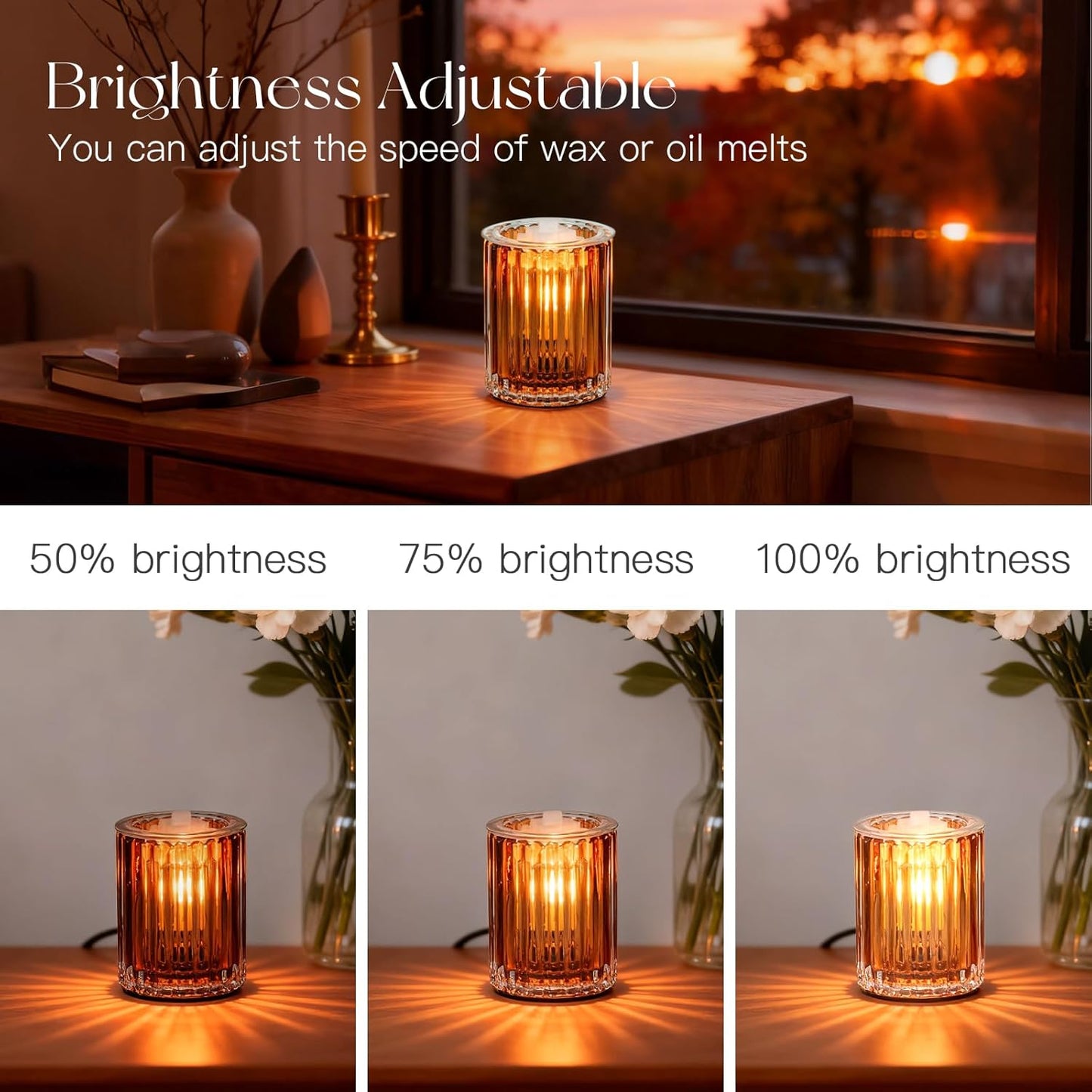 Candeldo Wax Melt Warmer with Timer: Wax Melter for Scented Candle Electric Glass Candle Burner with 2 Light Bulbs Housewarming New Home Decor for Women