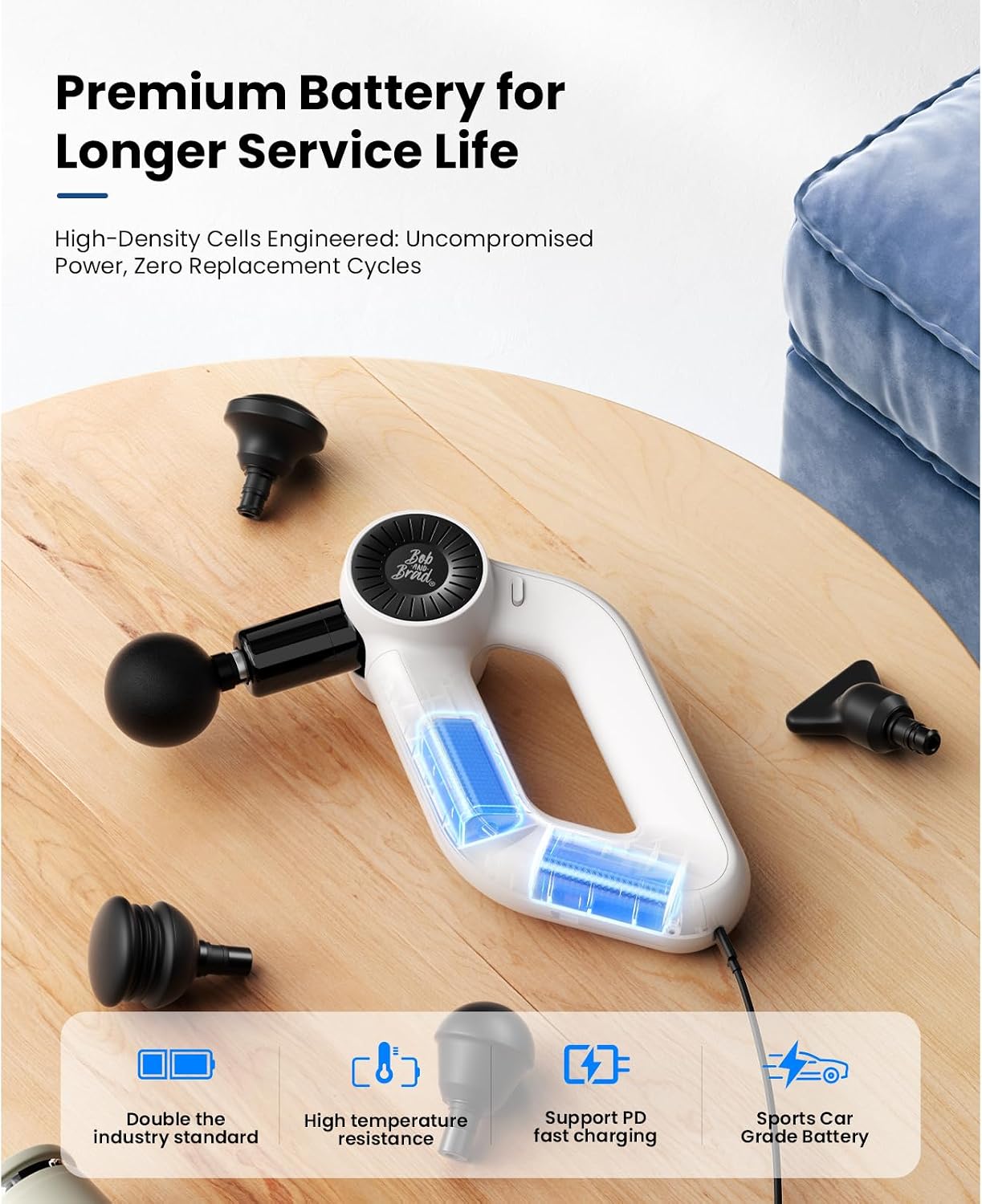 BOB AND BRAD D6 Pro Plus Massage Gun with Heat, Deep Tissue Percussion with 16mm Amplitude, Professional Muscle Massager Gun for Athletes, Quiet Electric Handheld Massager