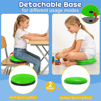 Wiggle Seat Cushion,Fimeetoy Sensory Spinning Chair,ADHD Tools for Kids,Flexible Seating Classroom & Home,Inflatable Wobble Balance Disc-Blue