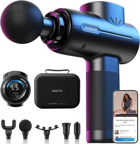 RENPHO Active+ Massage Gun, App-Controlled Guided Courses, Bluetooth