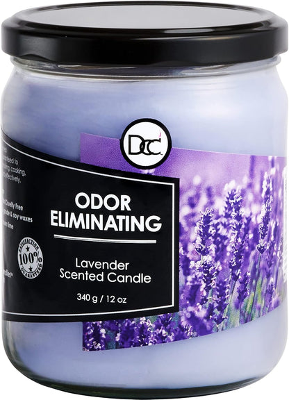 Vanilla Bean Odor Eliminating Highly Fragranced Candle - Eliminates 95% of Pet, Smoke, Food, and Other Smells Quickly - Up to 80 Hour Burn time - 12 Ounce Premium Soy Blend - Colors A