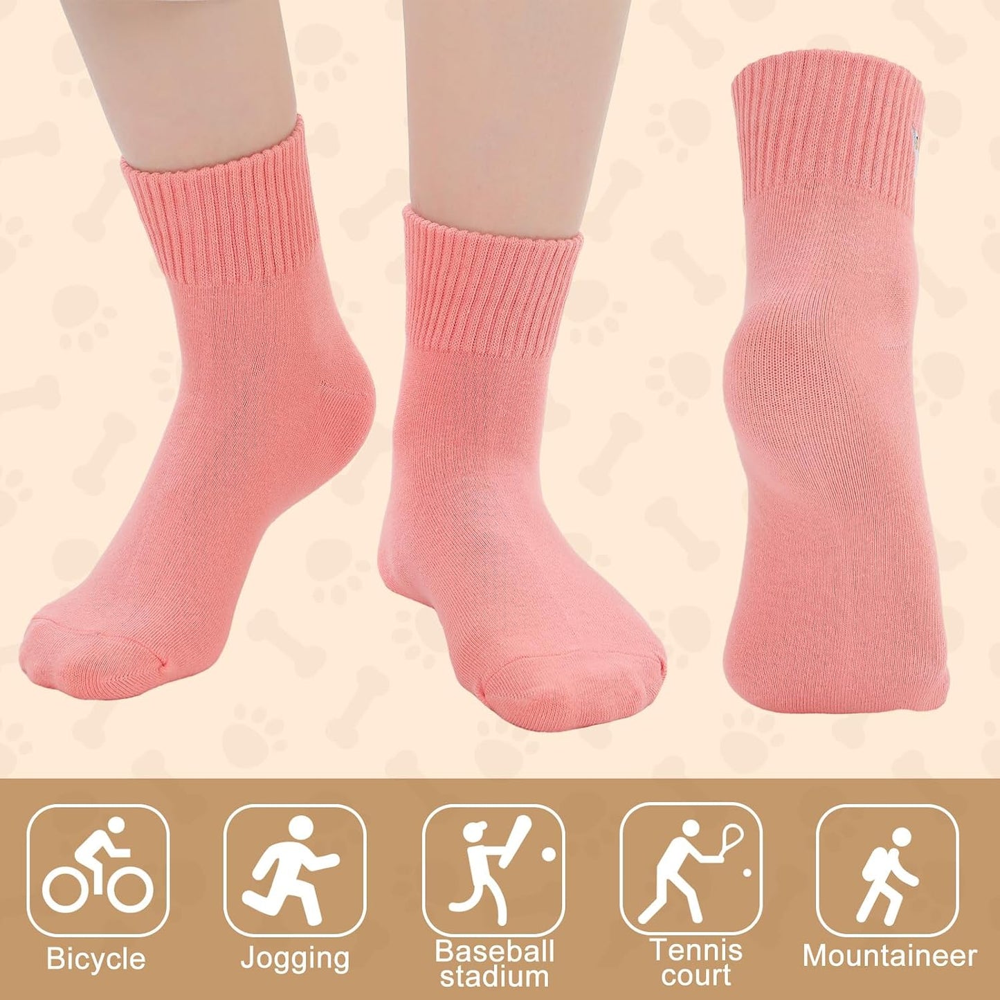 Eurzom 10 Pairs Socks Womens Crew Elastic Ankle Length Cotton Socks Aesthetic Cute Lightweight Low Cut Gifts for Women - Colors A