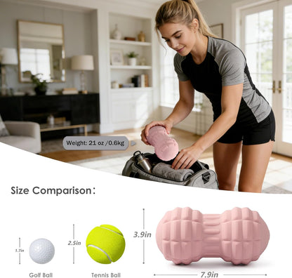 Silicone Vibrating Peanut Massage Ball Roller, Water Resistant Electric Double Lacrosse Massage Ball with 4 Intensities for Muscle Tightness, Deep Tissue Massager for Foot, Back, Hip (Green)