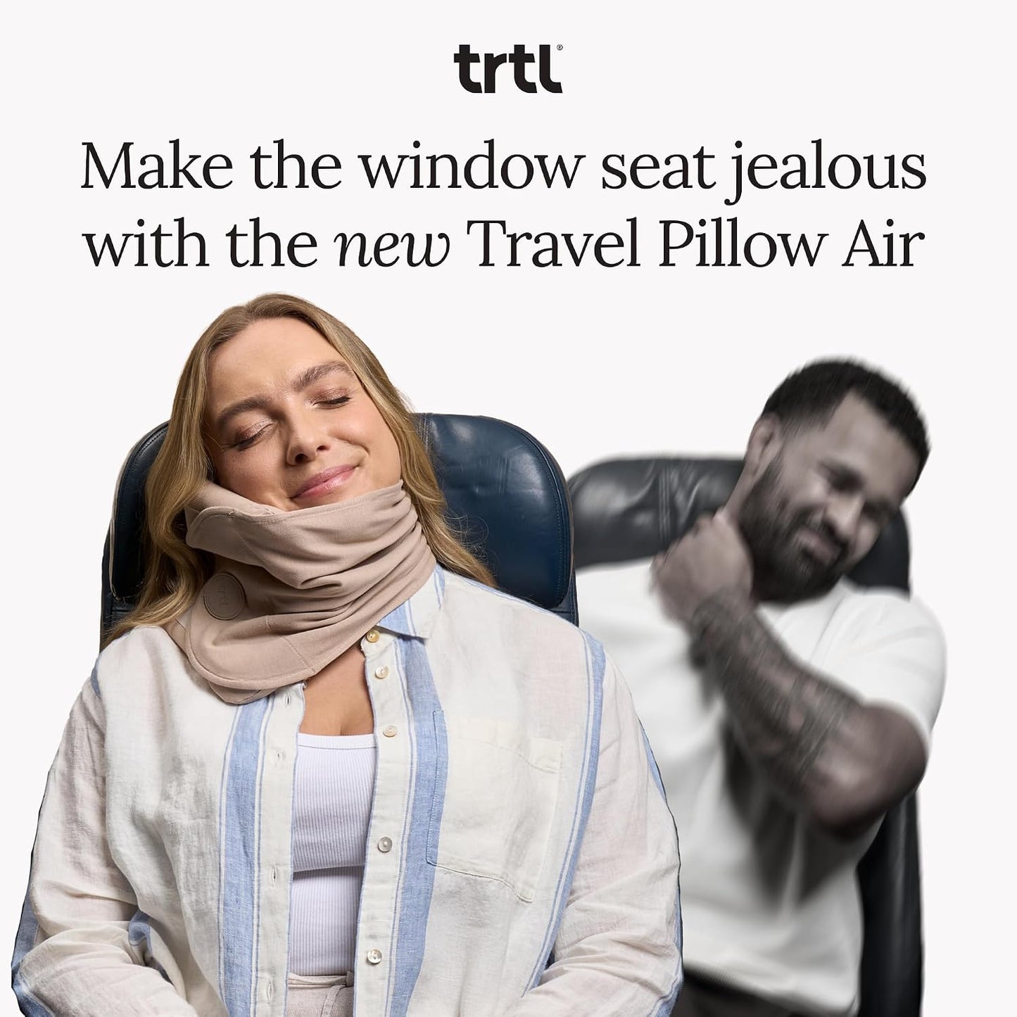 Trtl Travel Pillow Original 2.0 – Scientifically Proven Super Soft Travel Pillow with Premium Head & Neck Support – for Airplane Travel – Machine Washable – Lightweight & Compact – Sand Beige