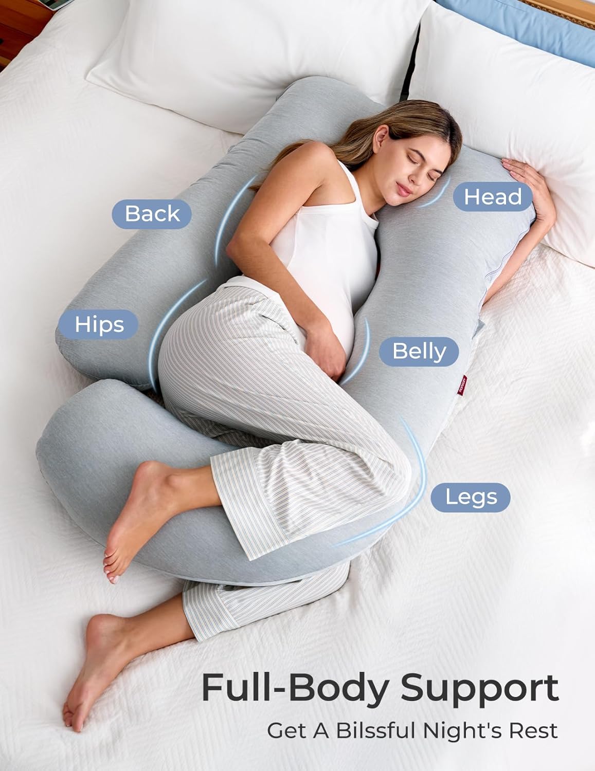Momcozy Cooling Pregnancy Pillow - U Shaped Full Body Maternity Pillow
