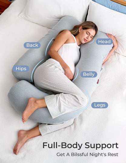 Momcozy Cooling Pregnancy Pillow - U Shaped Full Body Maternity Pillow