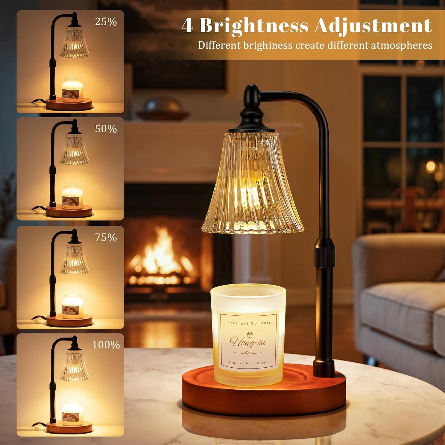 Candle Warmer Lamp with Timer Dimmable,Birthday Gifts for Women Mom Sister,Adjustable Height Wax Melt Warmer for Jar Candles,House Warming Gifts New Home,Ideal for Office,Dorm,Bedroom Home Decor