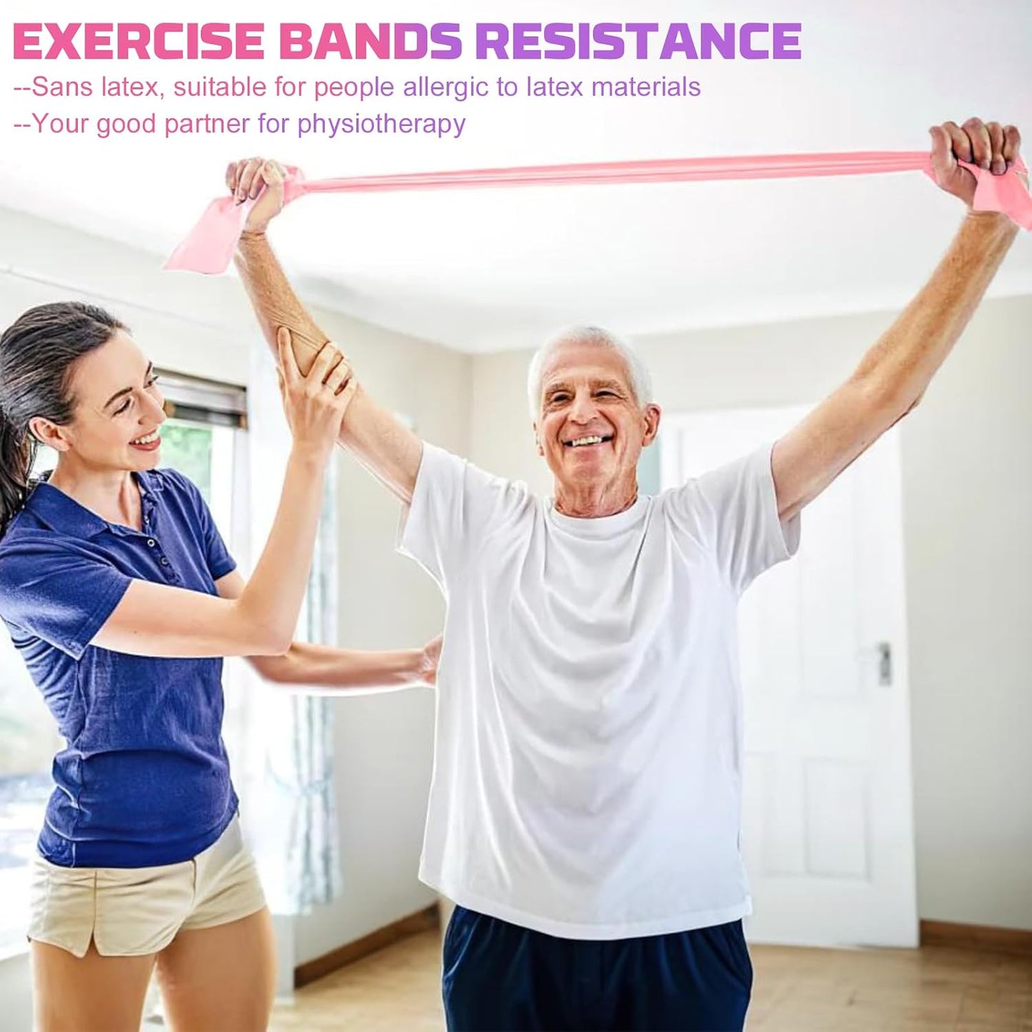 5 Pcs Resistance Bands, Professional Exercise Bands Elastic Stretch Bands for Fitness Yoga Pilates Stretching Strength Training, Workout Bands for Women and Men Home Gym
