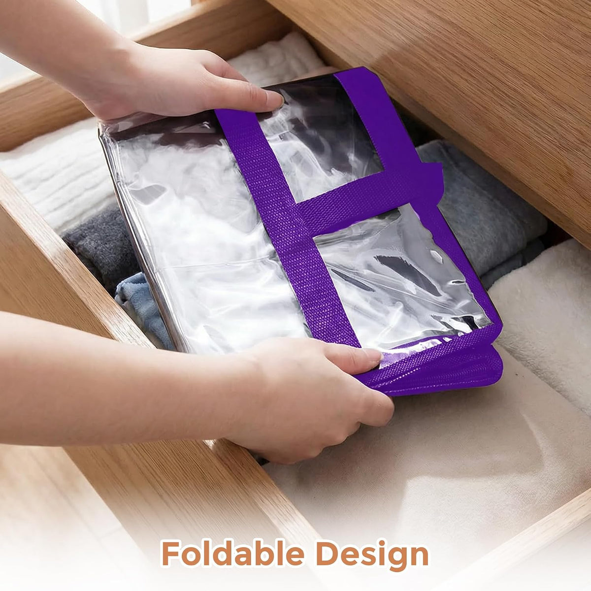 Clear Storage Bags for Clothes, 45L Closet Organizers and Storage