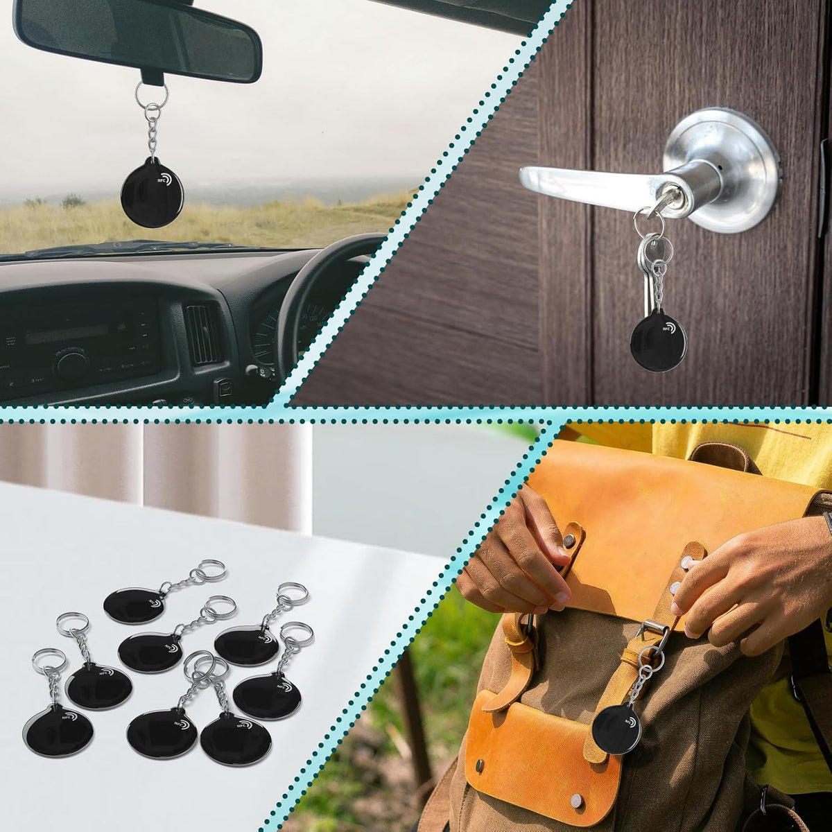 BABIQT NFC Keyfobs NTAG213 Tags Black NFC Keychain Rewritable NFC Tag