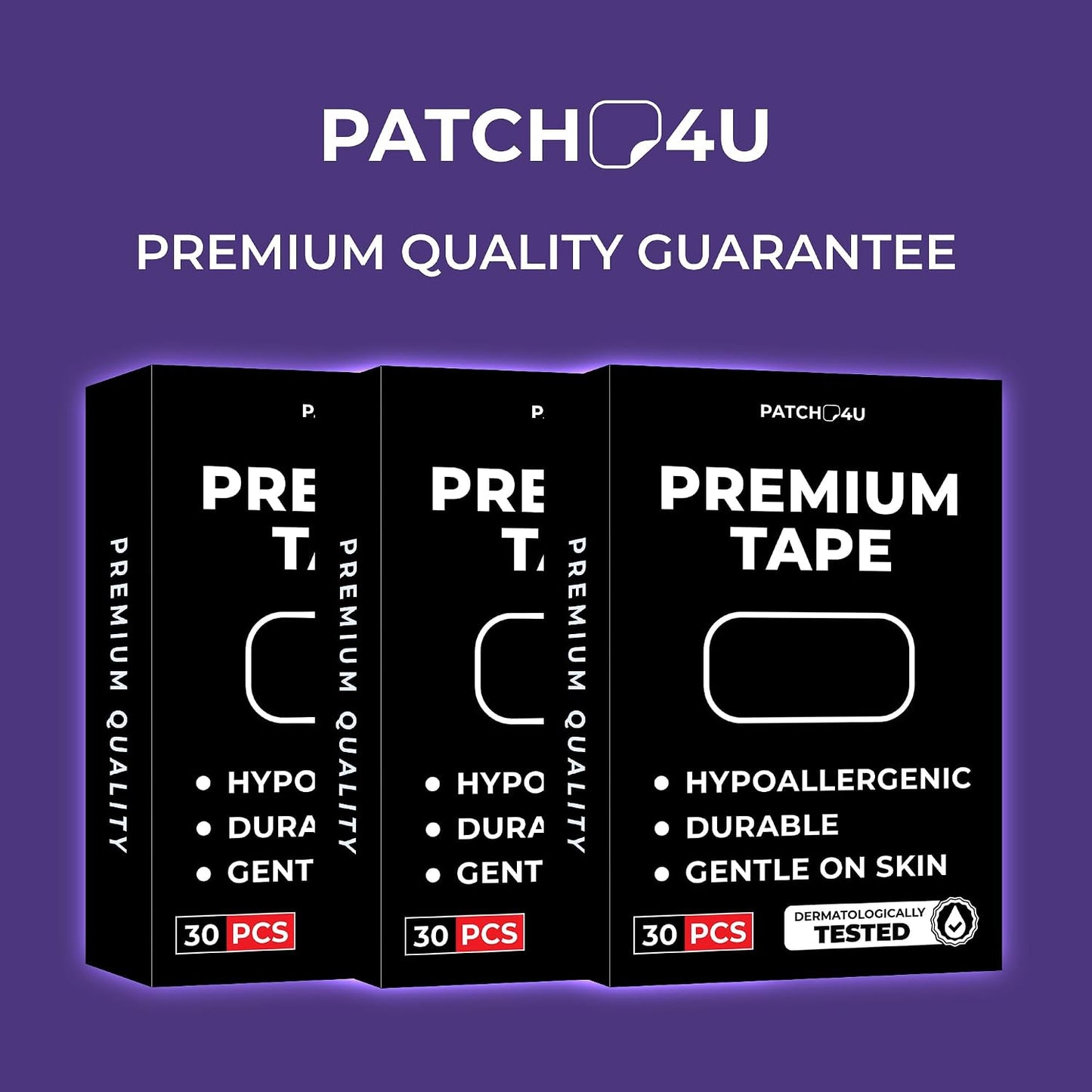 PATCH4U Premium Tape (30 Pack) - Pain Free Removal, Hypoallergenic, Latex Free & Gentle On Skin - Packaging May Vary - Skin Friendly Adhesive Cotton Tape