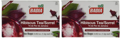 Badia Hibiscus Tea, 2 Pack (Each 25 Bags)