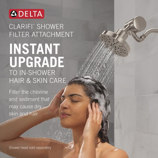 Delta Faucet Clarifi Premium Shower Filter Attachment with Filter, Hard Water Shower Filter, Shower Head Filter, Stainless 5SF100-SS