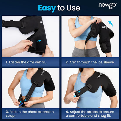 NEWGO Shoulder Ice Pack Rotator Cuff Cold Therapy, 45-Min Long-Lasting Ice Packs for Shoulder & Arm with Ice Grid Design, Flexible Cold Compression Wrap for Post-Surgery, Muscle Relaxation & Swelling