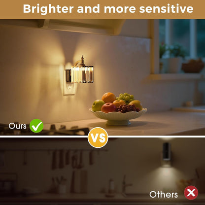 L LOHAS LED Night Lights Plug into wall, Amber Night Light with Adjustable Brightness, Plug in NightLight with Auto Light Sensor, Wall Sconce-Style Design Night Light for Bathroom,Hallway, 2 Pack