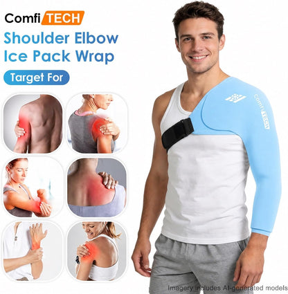 ComfiTECH Shoulder Arm Ice Pack Wrap for Pitchers & Volleyball Players, Reusable Ice Pack for Shoulder & Elbow & Arm Cooling, Adjustable Ice Arm Sleeve for Post-Training Recovery & Muscle Comfort, S