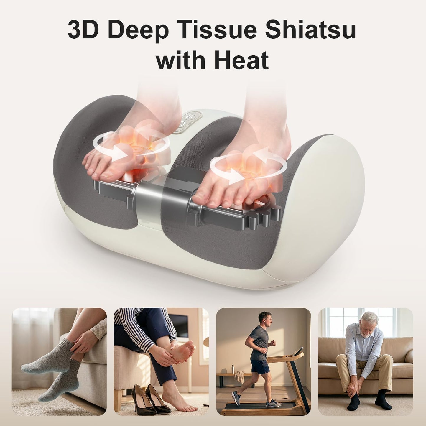 Nekteck Foot Massager with Heat & Foot Roller, Shiatsu Calf Leg Massager for Circulation and Neuropathy Pain Relief for Feet Care Home Office Gadgets Relaxing Massage Tools Gifts for Women Men Mom Dad