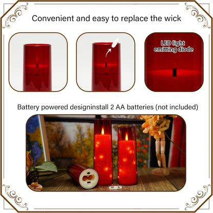 Nimiko Flickering Flameless LED Candles,Battery Operated Candles 24 Pcs with Embedded Star String,Acrylic LED Pillar Candles with Remote,Suitable for Home Decoration to Create an Atmosphere (White)