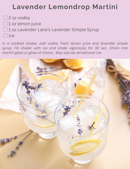 Lavender Lane Lavender Syrup, 9 oz - USA Lavender Farm, Organic Lavender, Small Batch, For Coffee, Tea, Cocktails, Cooking
