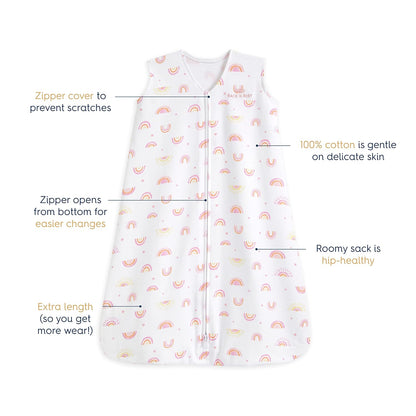 HALO SleepSack, 100% Cotton Wearable Blanket, Swaddle Transition Sleeping Bag, TOG 0.5, Ocean Life, Medium, 6-12 Months