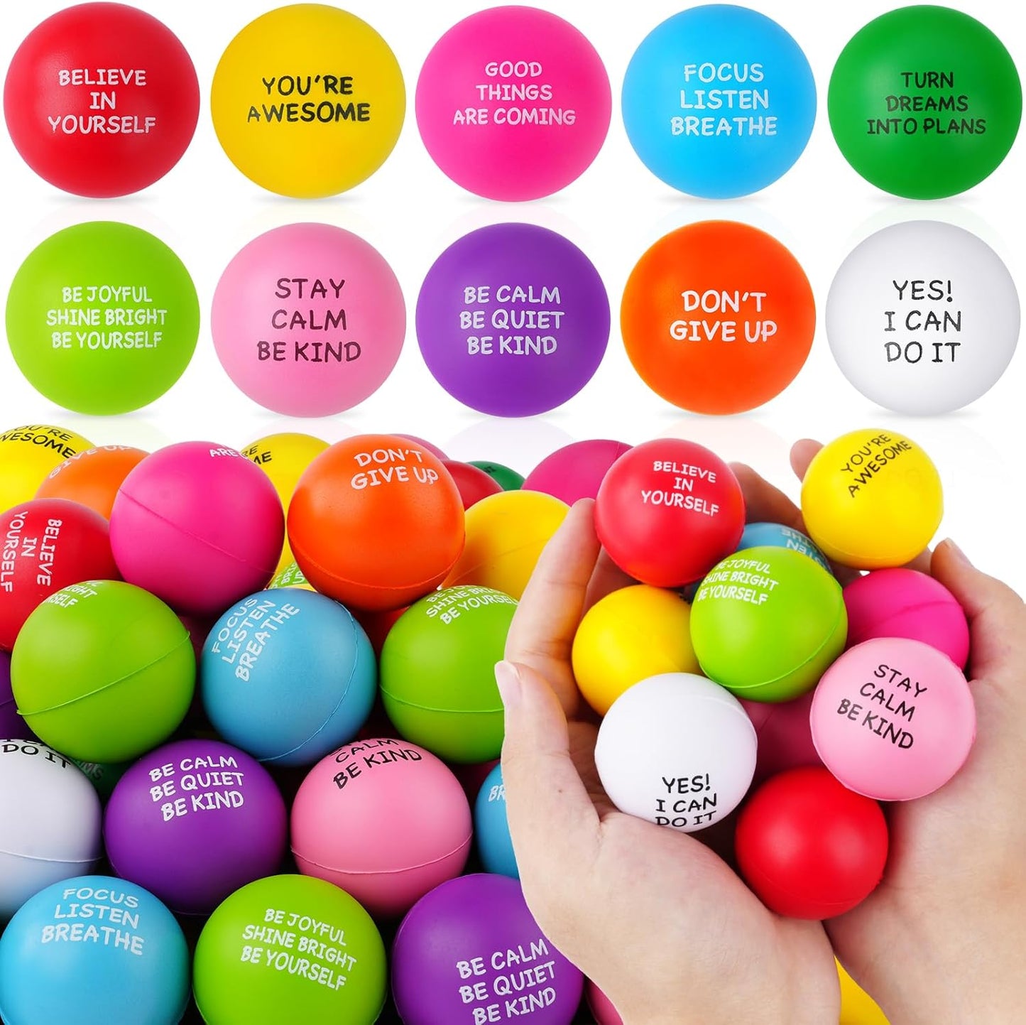 SHQDD Stress Balls for Adults, 8PCS Foam Stress Relief Toys for Kids & Adults, Bulk Squeeze Balls for Office Relief Employee Appreciation, Classroom Prizes, Student Gifts, Perfect Party Favors