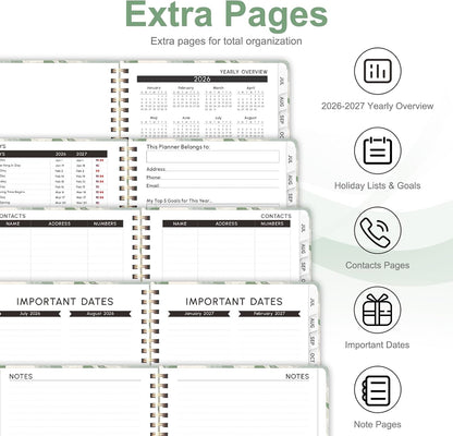 Planner 2026-2027, Weekly and Monthly Calendar Planner, JUL 2026 - JUN 2027 | A5(6.3'' x 8.5''), Hardcover, Agenda Book, Sprial Bound, Inner Pocket, Office and School Use