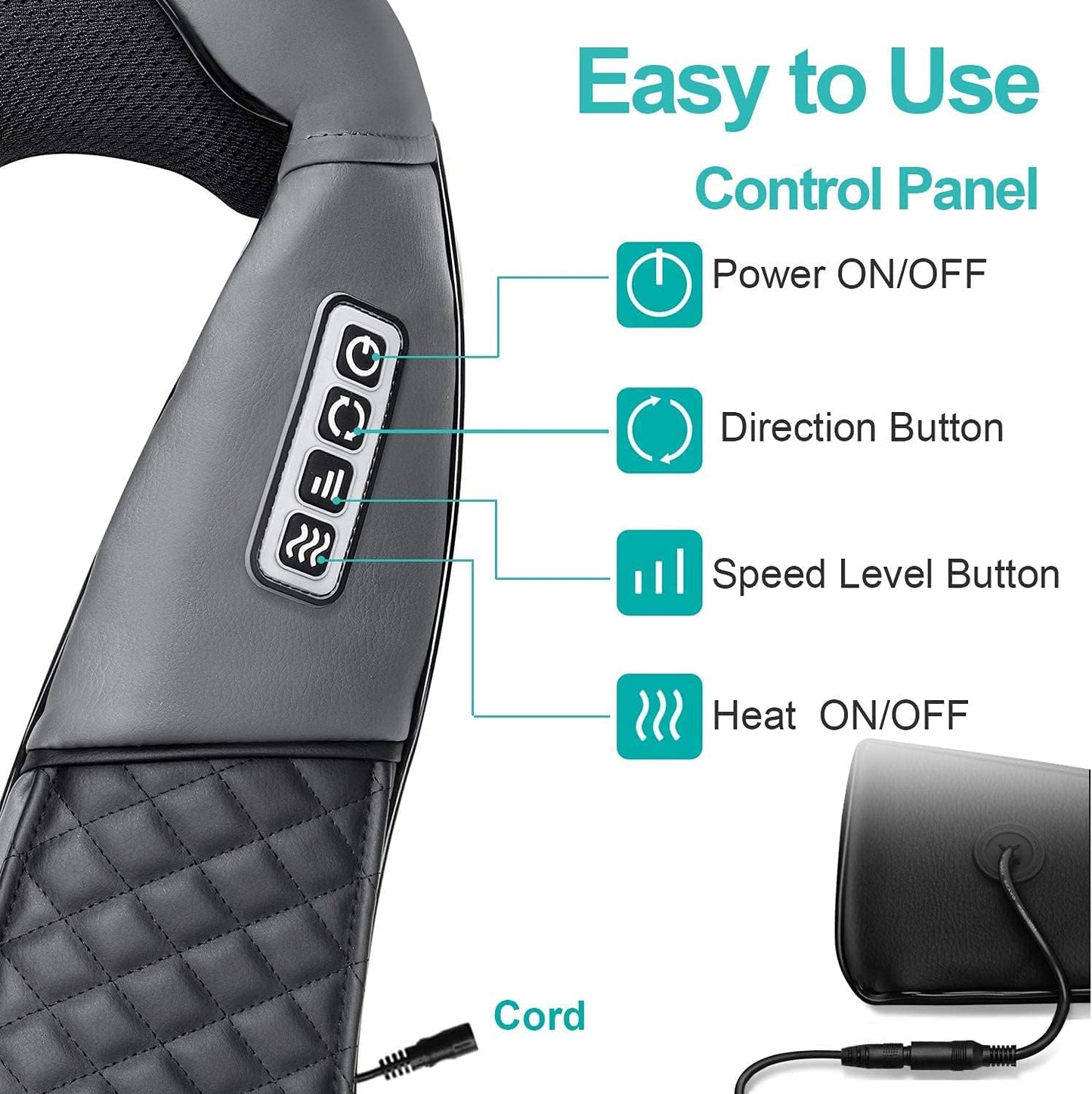 Medcursor Neck Massager with Heat - Deep Tissue Pain Relief, Rechargeable Shiatsu Neck and Shoulder Massager, Ideal Choice for Men, Women, Mom & Dad