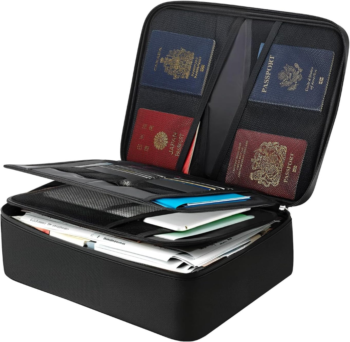 VEVOR Fireproof Document Bag, 1832 ℉ Heat Insulated Fireproof & Waterproof Bag, Portable Multi-Layer File Storage Security Organizer Home Office Travel Use, for Passports, Important Documents, Files