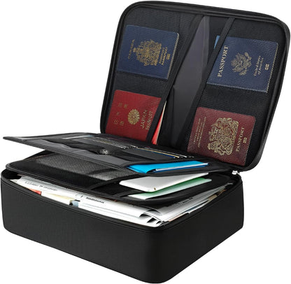 VEVOR Fireproof Document Bag, 1832 ℉ Heat Insulated Fireproof & Waterproof Bag, Portable Multi-Layer File Storage Security Organizer Home Office Travel Use, for Passports, Important Documents, Files