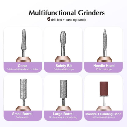 COSLUS C40 Electric Nail Drill File Professional: for Acrylic Gel Dip Powder Nails Portable Nail Machine Kit Manicure Pedicure Tools Polishing Set with Nail Drill Bits Sanding Bands