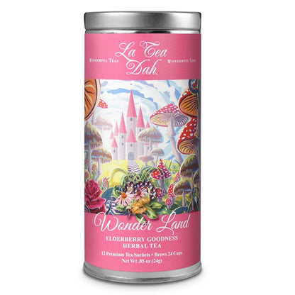 Elderberry Goodness Herbal Childrens Tea by La Tea Dah, Decaf Teas for Kids, Healthy Elderberry and Echinacea Teas for Little Princesses, Tea Party Supplies, WonderLand (12 Caffeine Free Bags)