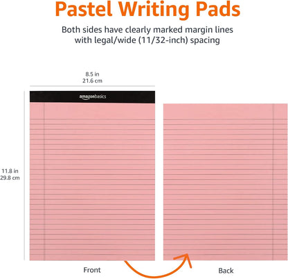 Amazon Basics Wide Ruled Lined Writing Note Pads for Office Supplies, 8.5" x 11.75", White, 12-Pack of 50 Perforated Sheets