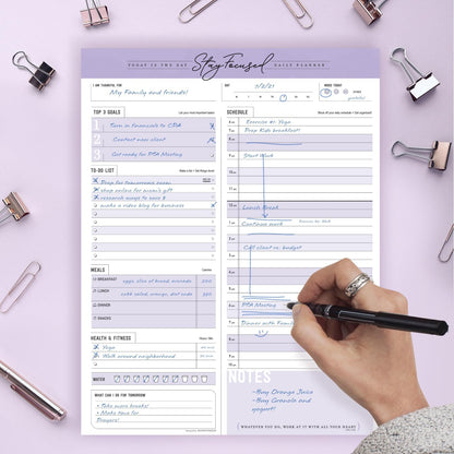 Daily Notepad Planner To Do Schedule - Stay Focused 50 Tear off Premium Made USA (Rose Pink)
