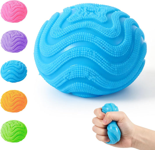 Fuzz Squishy Stress Ball, Soft Fidget Toy for Anxiety Relief, Sensory Squishy Ball (Purple)