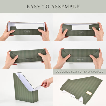 Beautiful Magazine Holder Set of 3 - Sturdy File Holder for Desk or Shelves