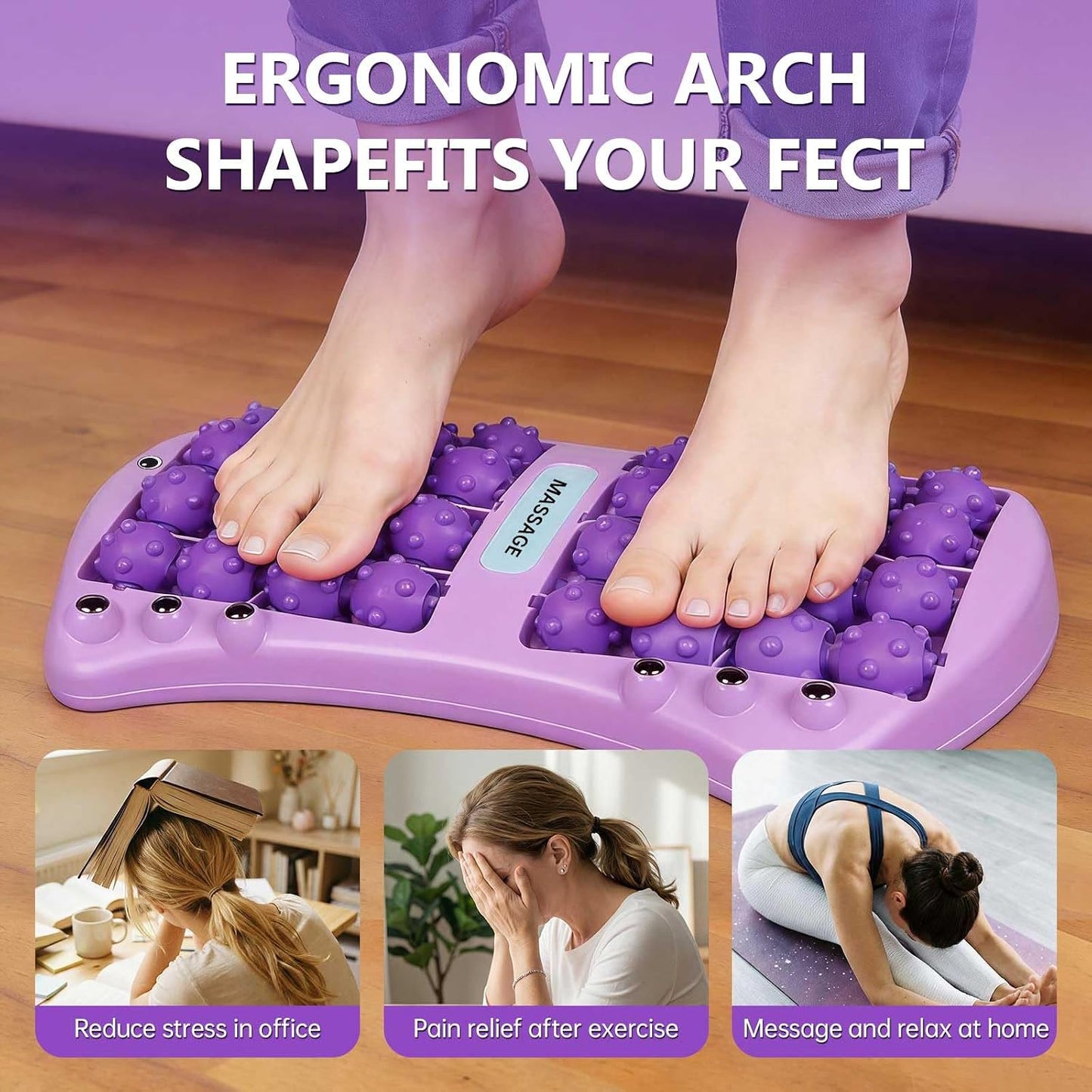 Foot Roller Massager for Plantar Fasciitis Pain Relief, Large Size Under Desk Feet Massage, Manual Acupressure Tool, Eases Pain & Cold Feet, Boosts Circulation, Split Portable & Washable
