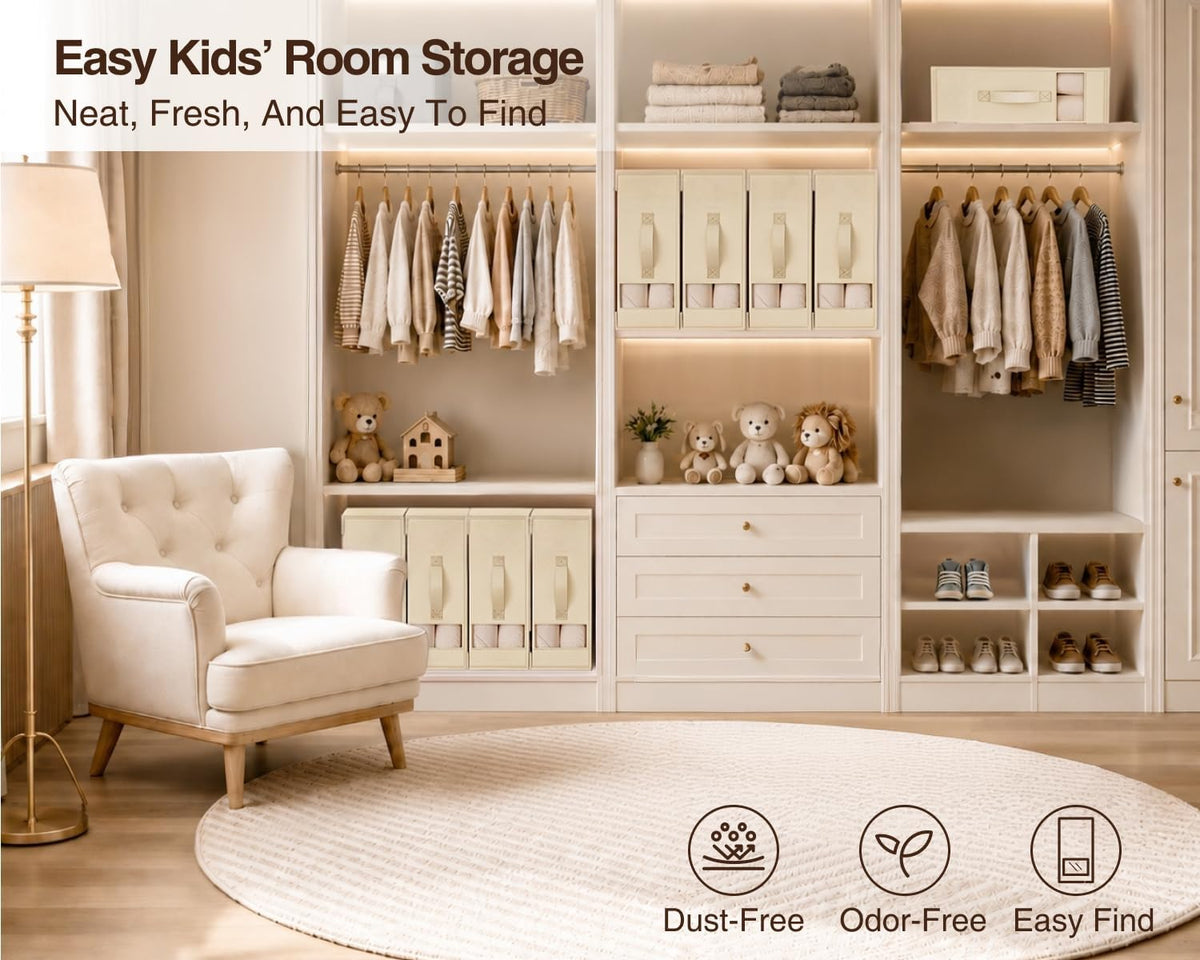 DIMJ Bed Sheet Organizers and Storage - Foldable Sheet Holder, Linen Closet Organizer Box for Sheets Set, Bedding, Blankets, Towel (King & Queen Size), Grey