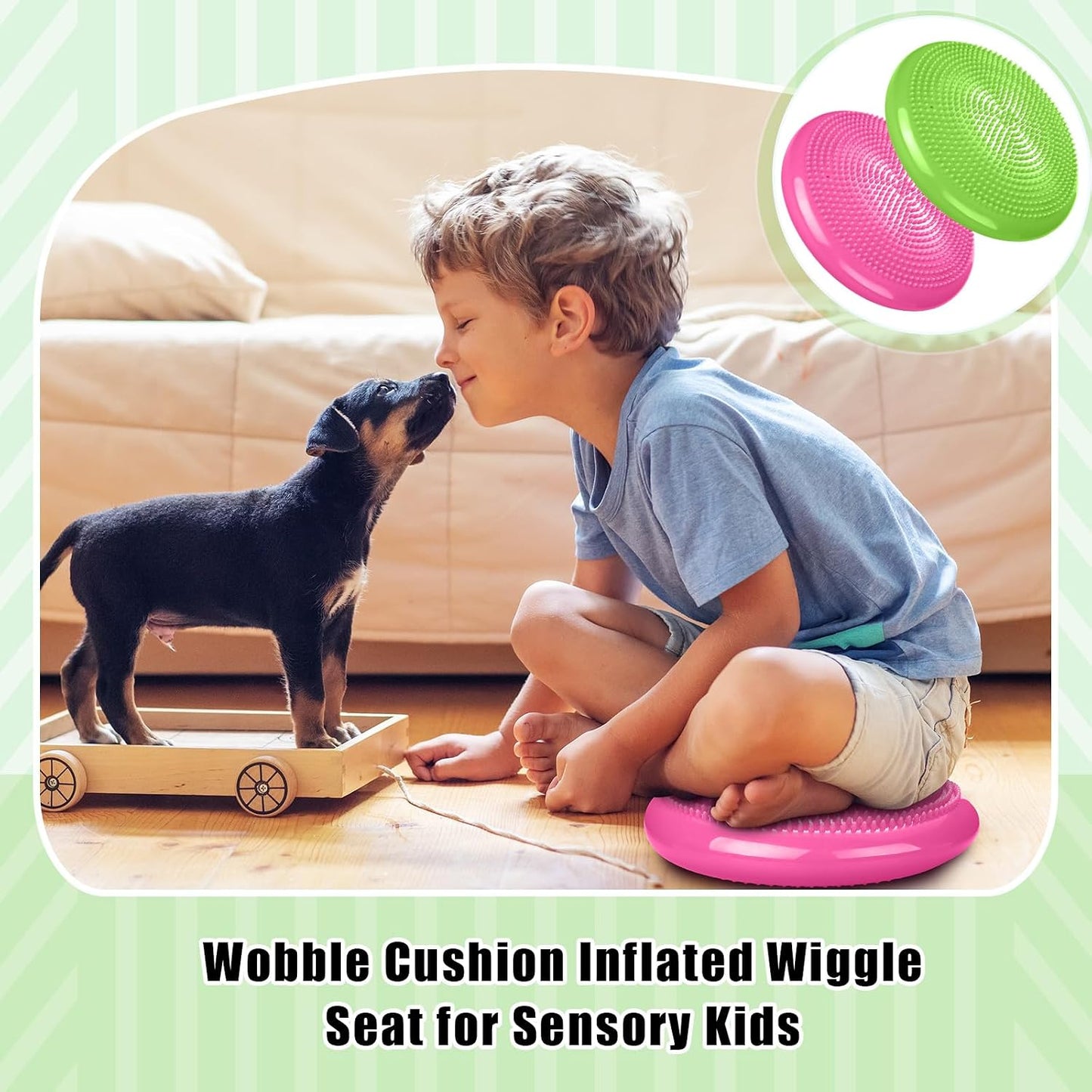 Silipull 2 Pcs Wiggle Seat Inflated Wobble Cushion Flexible Balance Disc with Air Pump for Core Stability Strengthening Improving Posture Physical Exercise