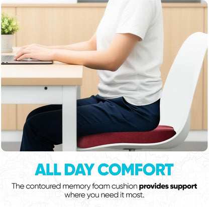 FORTEM Seat Cushion, Office Chair Cushion, Memory Foam Car Seat Cushions, Sciatica Coccyx Tailbone Pain Relief, Chair Cushions for Back Support, Sitting Pad for Gaming, Washable Cover, Non Slip