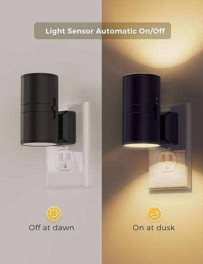 L LOHAS LED Night Light, Amber Nightlight, Dimmable Night Light 100LM, Light Sensor, Yellow Nightlight, Sleep Light for Kids, Soft & Warm Light for Bedroom, Hallway, Bathroom, 2 Pack