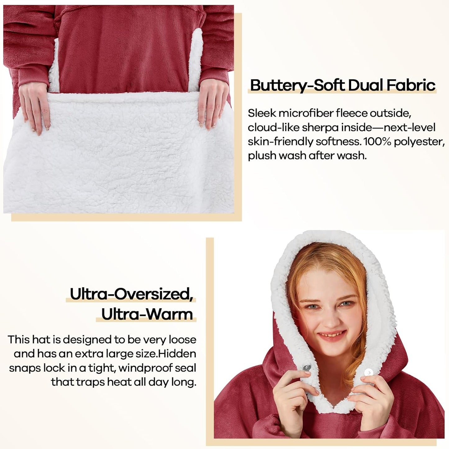 yescool Wearable Blanket Hoodie as Christmas Birthday Gifts for Women Mom - Colors A