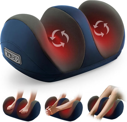 Foot Massager with Heat, Shiatsu Kneading Foot and Calf Electric Massager Machine with Roller, Massage Feet/Arm/Calf/Ankle for Relax, Plantar Fasciitis, Pain Relief, Gifts for Women & Men, Black