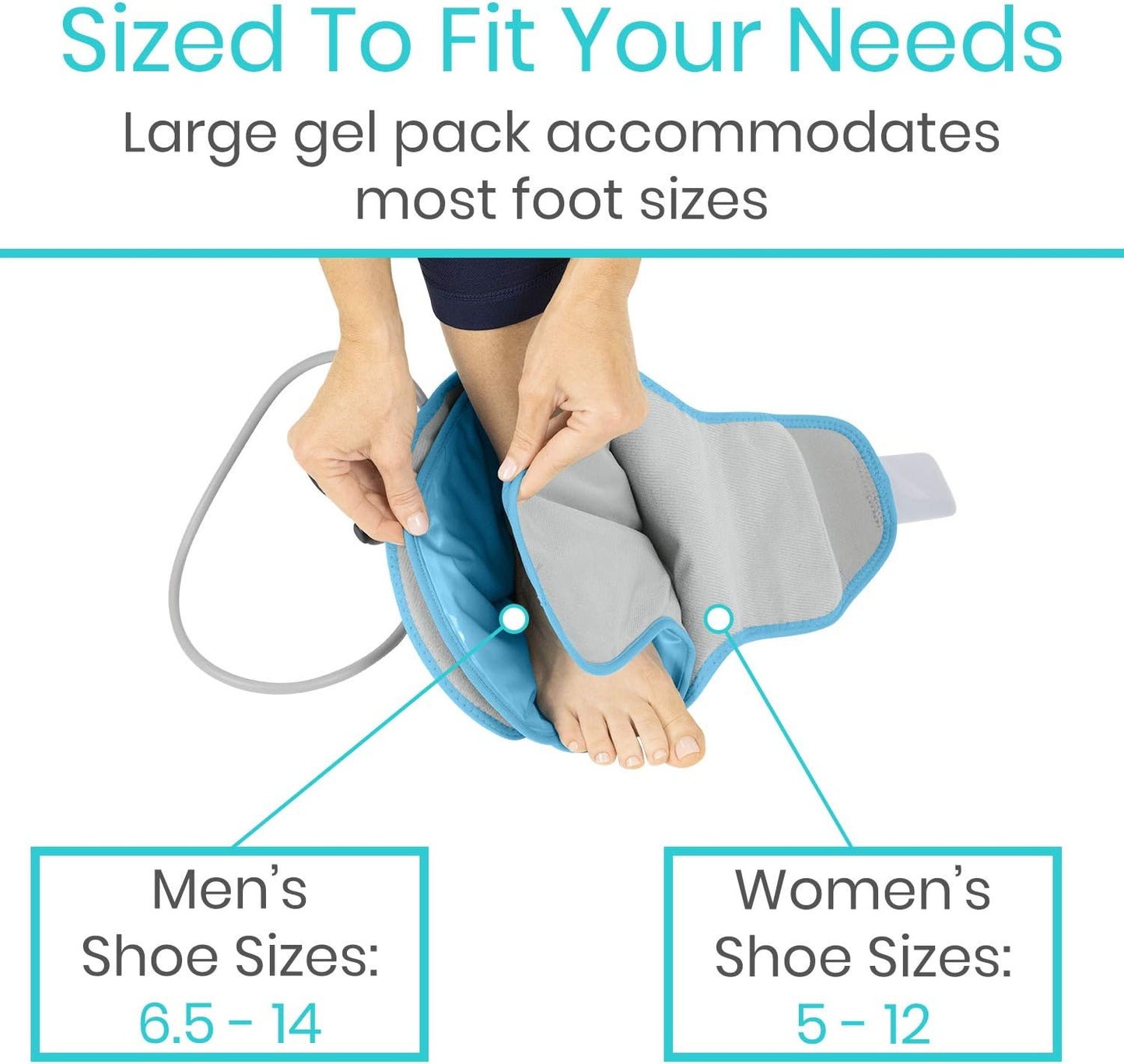 Vive Compression Ankle Ice Pack Wrap for Foot Pain Relief - Soft Cold Brace for Recovering Injuries - Support for Swelling, Sprains, & Fractures - Filled with Reusable Gel, Fits Small & Large Feet
