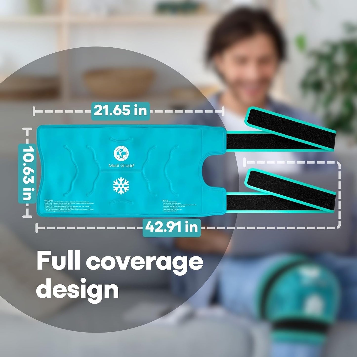 Medi Grade Knee Ice Pack Wrap - Reusable Ice Pack for Knee Injuries and Surgery Recovery - Dual-Fabric Knee Ice Pack with Cold-Retention Wrap - Flexible Ice Pack for Knee Injuries and Pain Relief